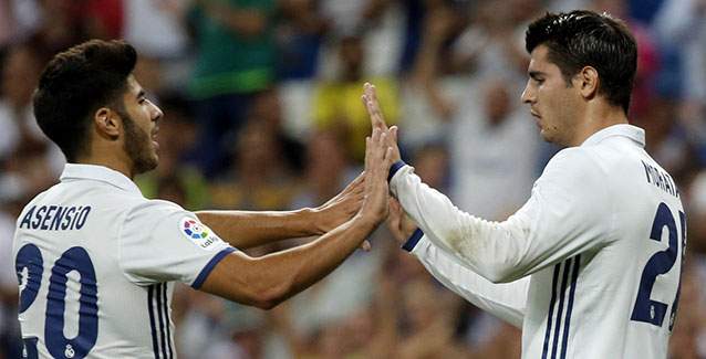 Morata y Asensio en un partido con el Real Madrid
