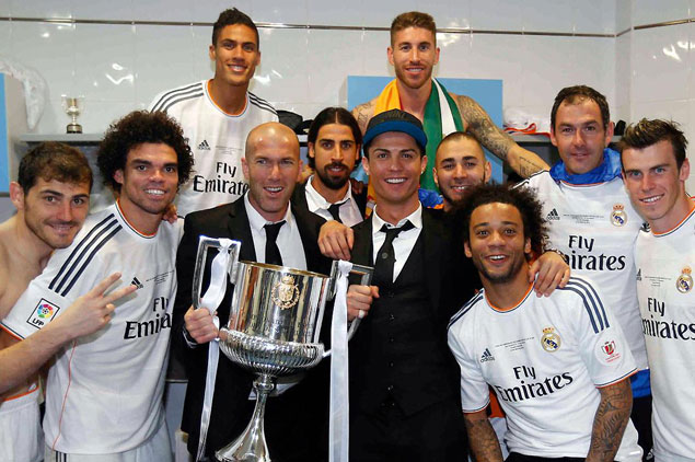 El vestuario del Real Madrid celebrando la Copa