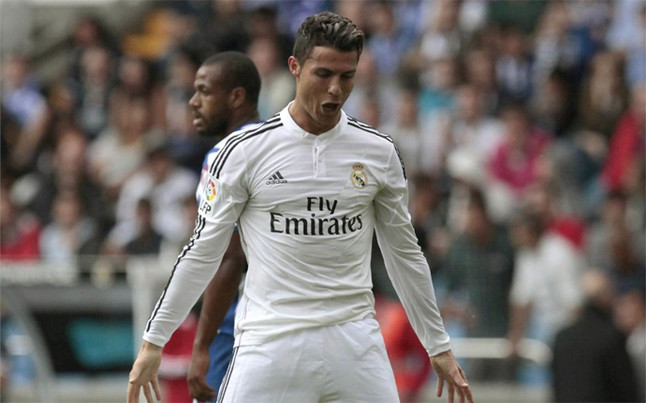 Cristiano Ronaldo celebra el primer gol en Riazor