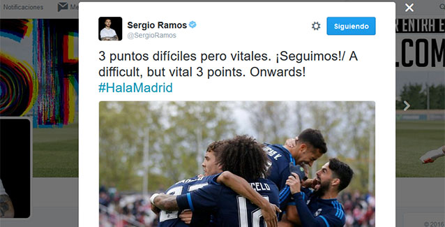 Así celebró Sergio Ramos el triunfo en Vallecas
