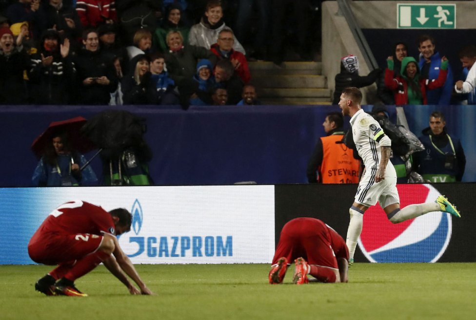 Ramos celebra su gol ante el Sevilla