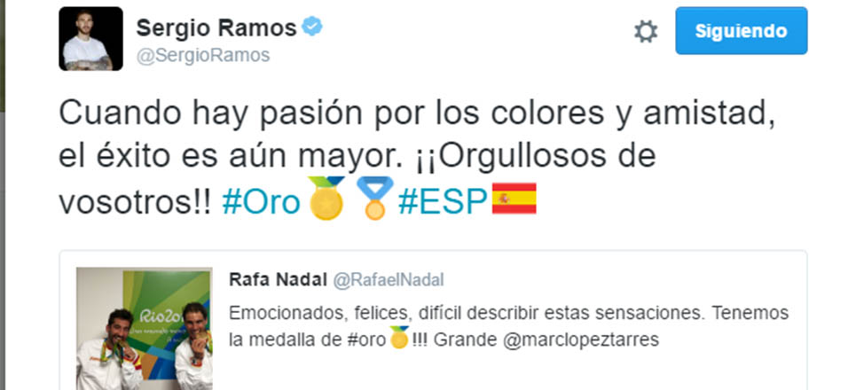 Ramos sigue muy atento todos los éxitos españoles en los JJ.OO
