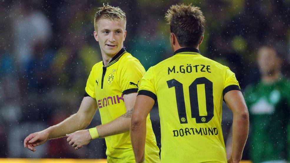 Götze y Reus en un partido con el Dortmund