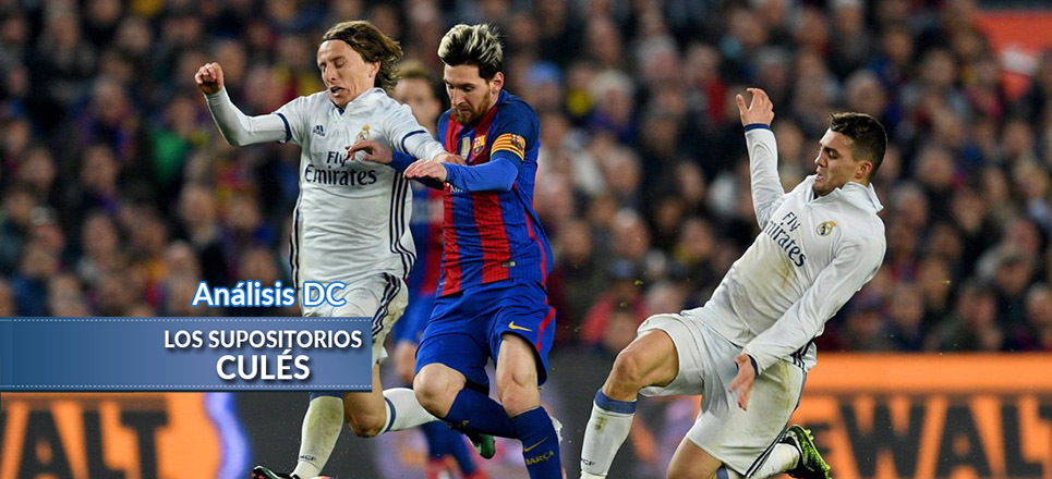 Messi, Kovacic y Modric pelean por un balón en el Clásico