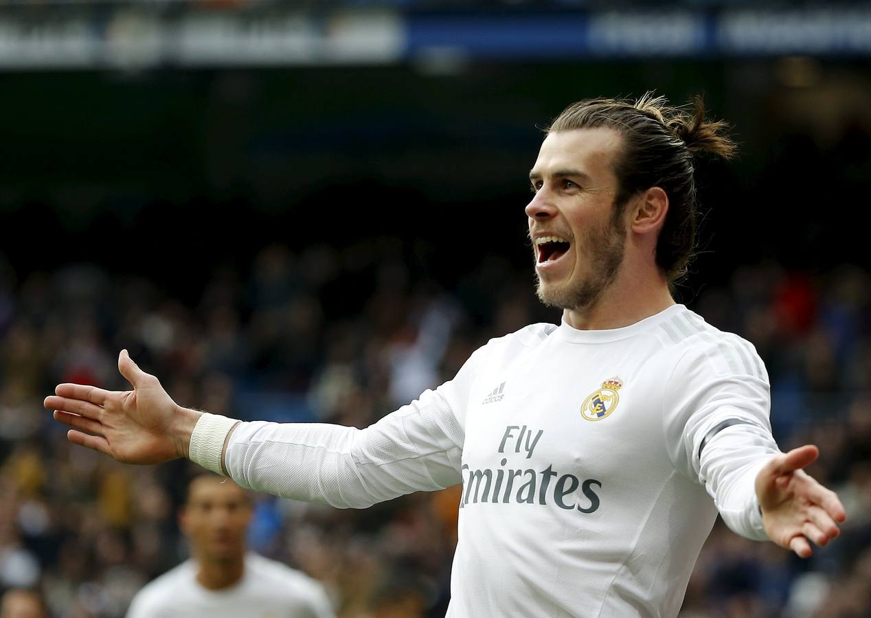 Bale celebra uno de sus goles con el Madrid