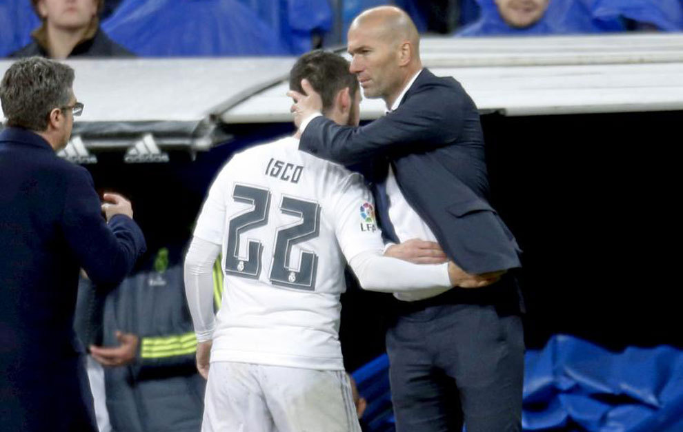 Isco y Zidane en un partido de esta temporada