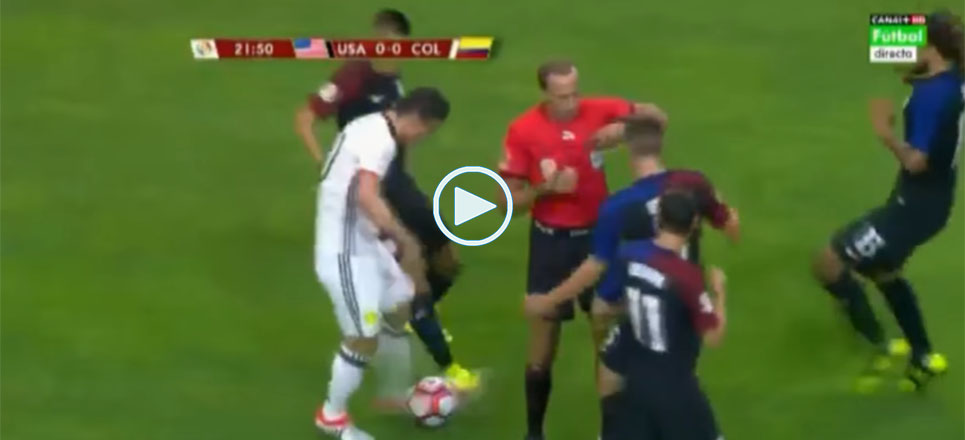 El enfado de James con el árbitro del Estados Unidos-Colombia