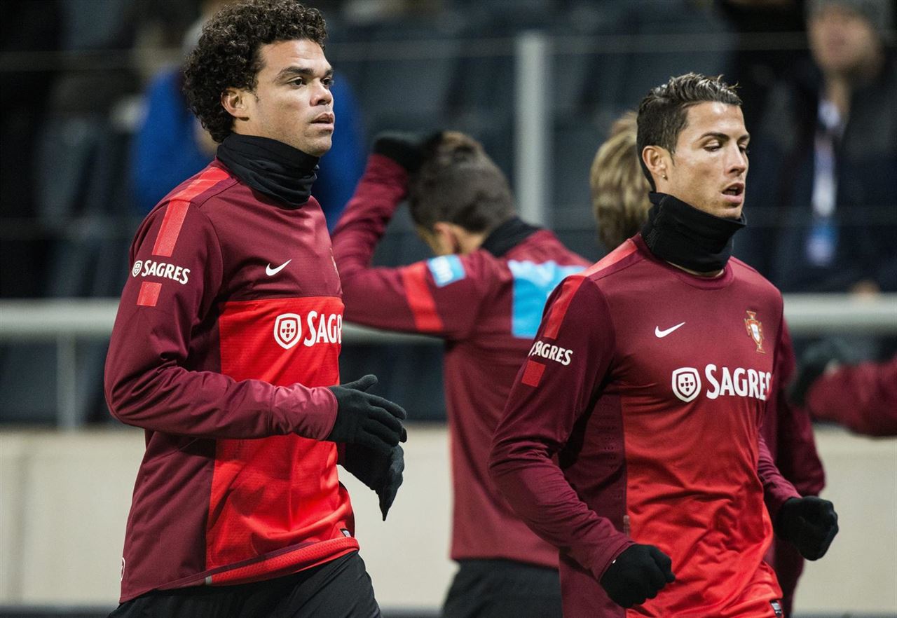Cristiano y Pepe entrenamiento Portugal