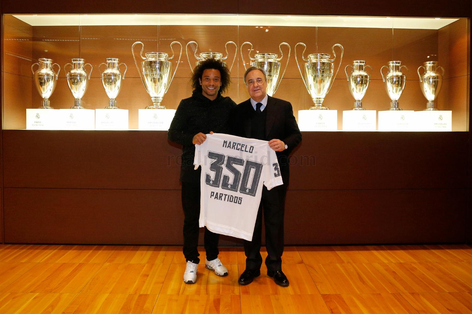 El presidente regaló una camiseta a Marcelo por sus 350 partidos
