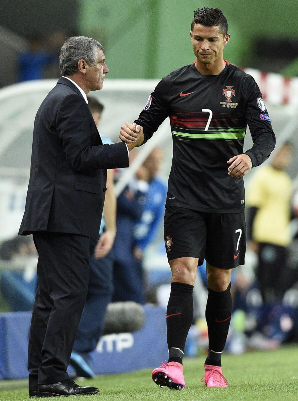 Santos saluda a Cristiano Ronaldo