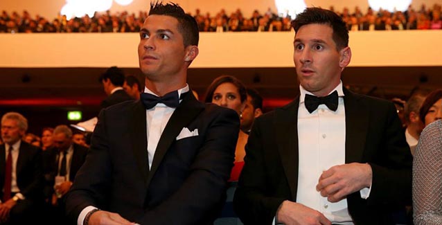 Messi y Cristiano en una gala del Balón de Oro