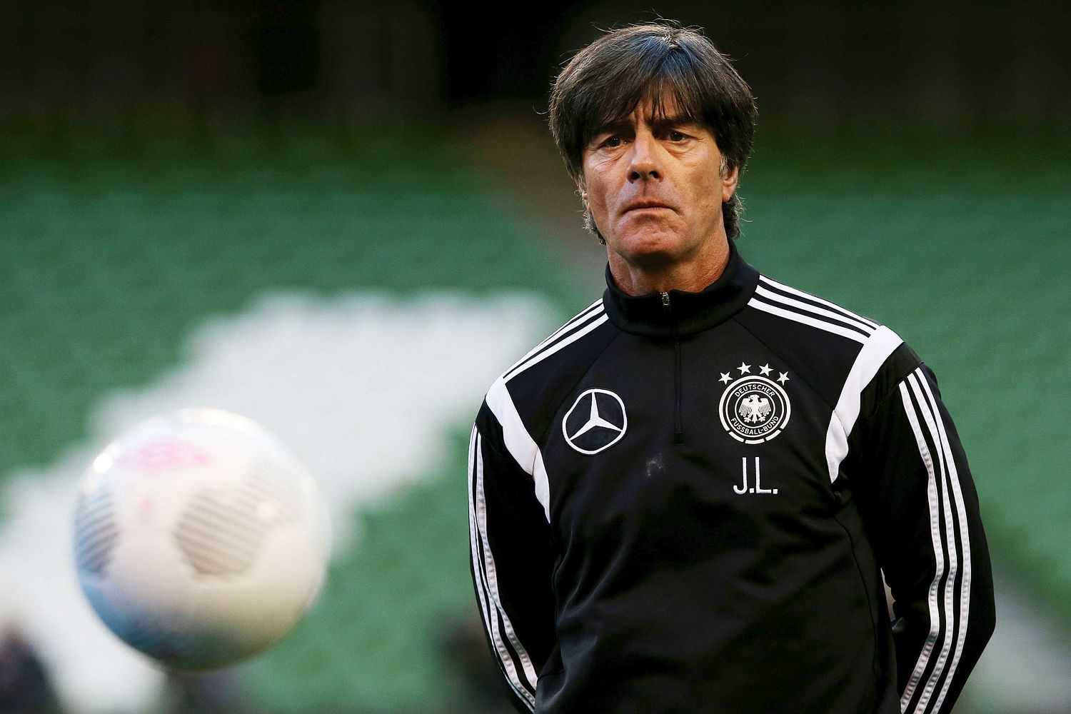 Joachim Löw en un entrenamiento con la selección alemana