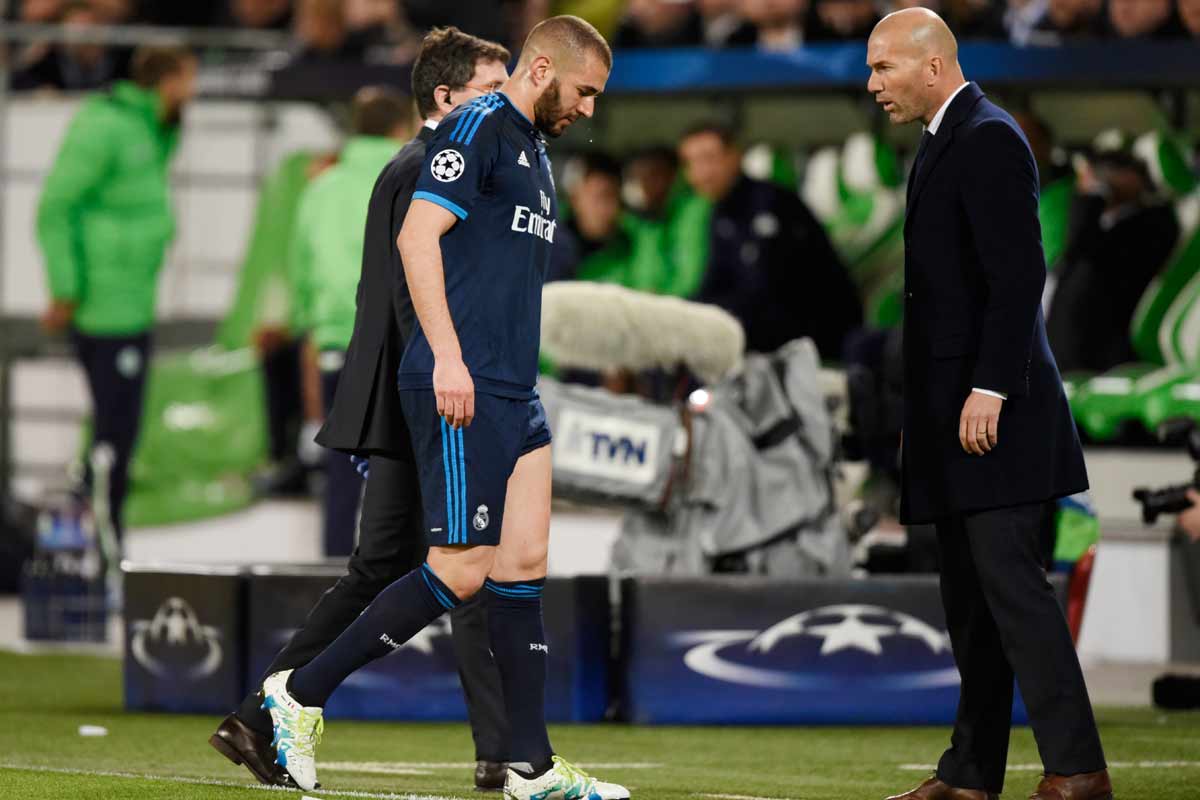 Benzema y Zidane contra el Wolfsburgo