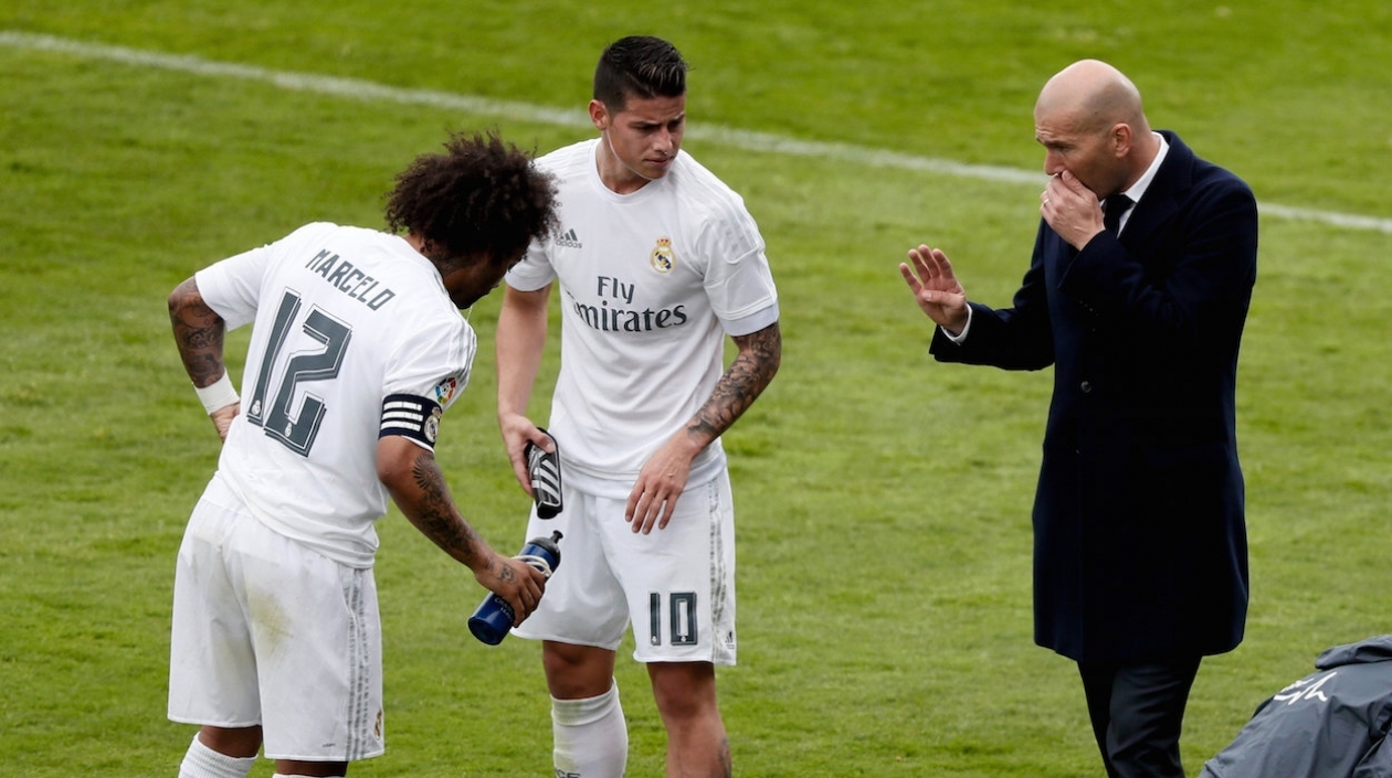 Zidane con James y Marcelo