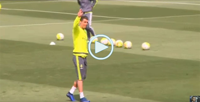 El saludo de Cristiano Ronaldo en el entrenamiento