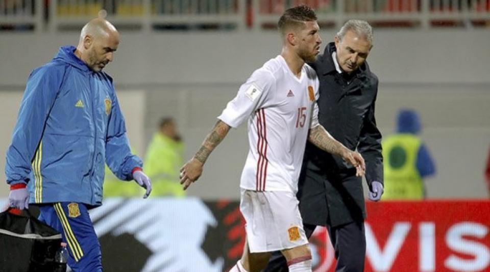 Sergio Ramos tras lesionarse ante Albania