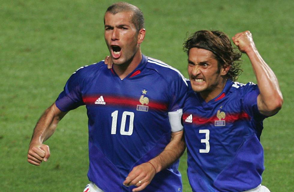 Zidane y Lizarazu con Francia