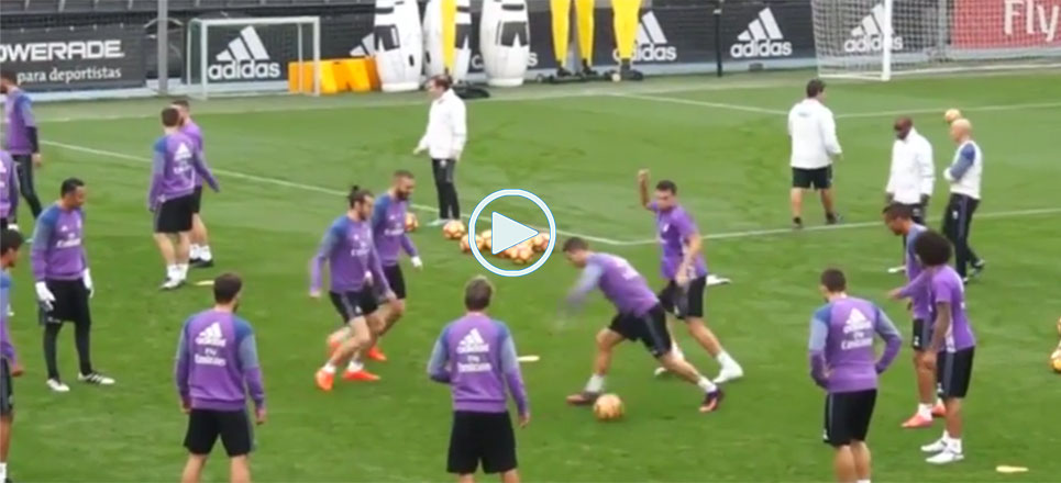 El caño de Pepe a Cristiano en el entrenamiento
