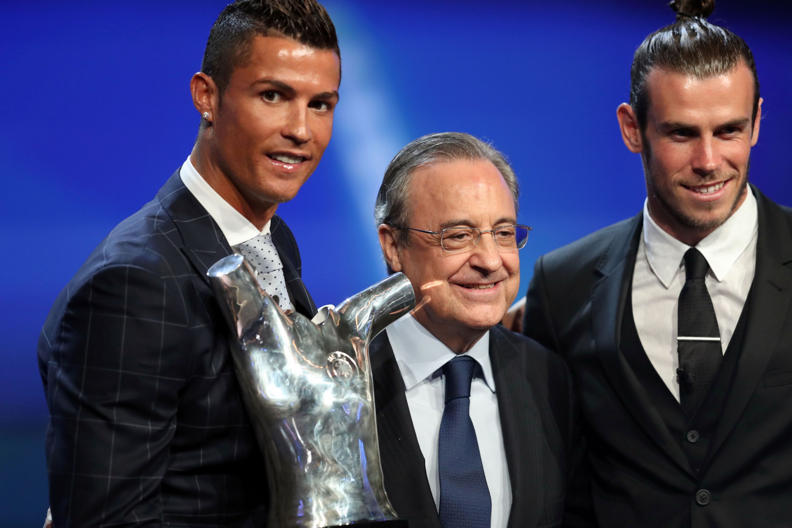Bale, Cristiano y Florentino en la gala de la UEFA