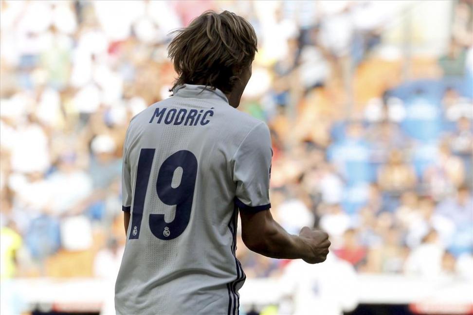 Modric celebró con alegría su gol al Osasuna