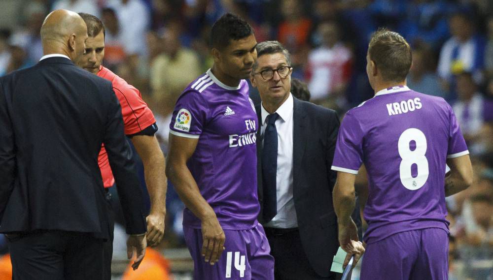 Casemiro se retiró lesionado en el partido ante el Espanyol