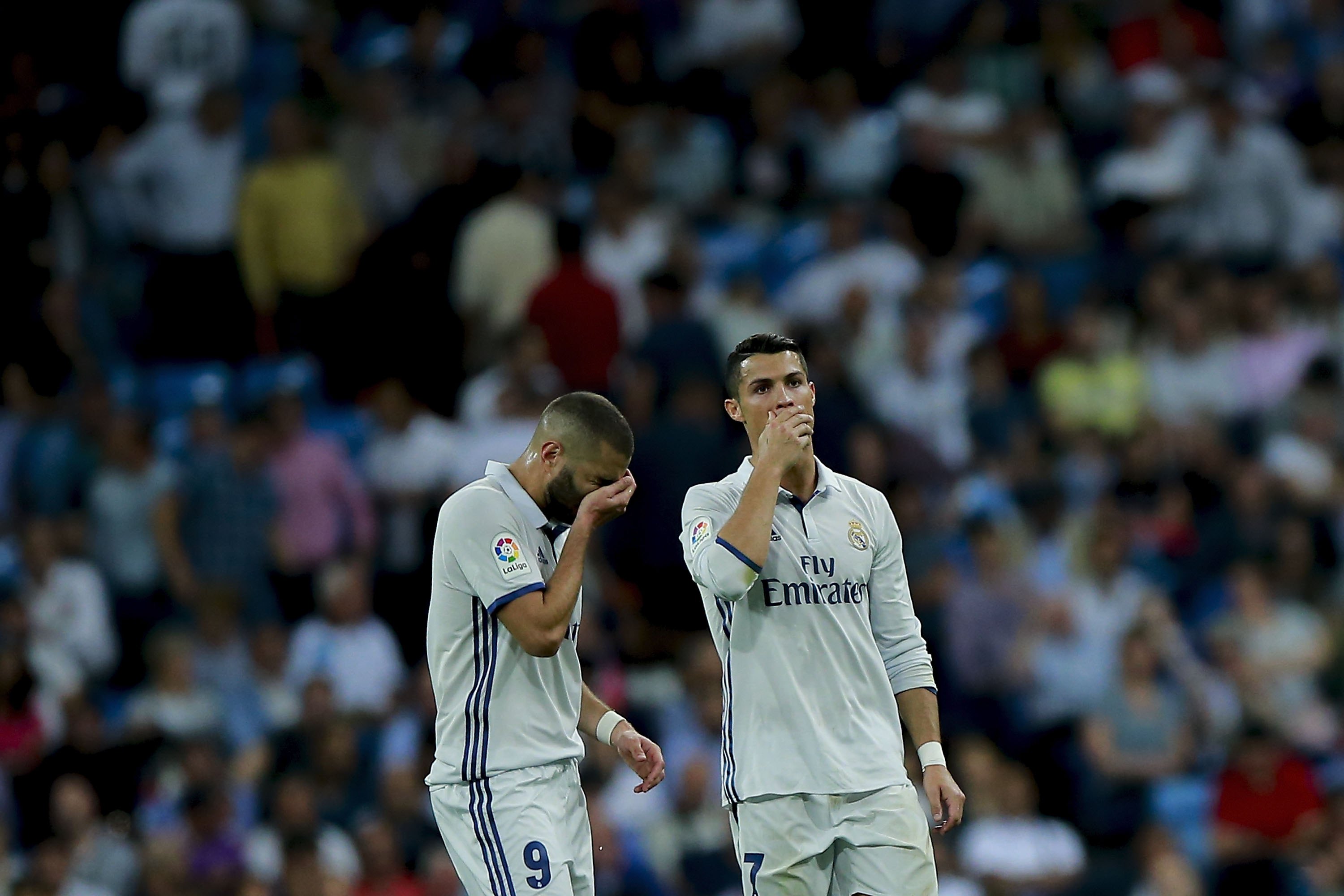 Benzema y Cristiano en el partido contra el Villarreal