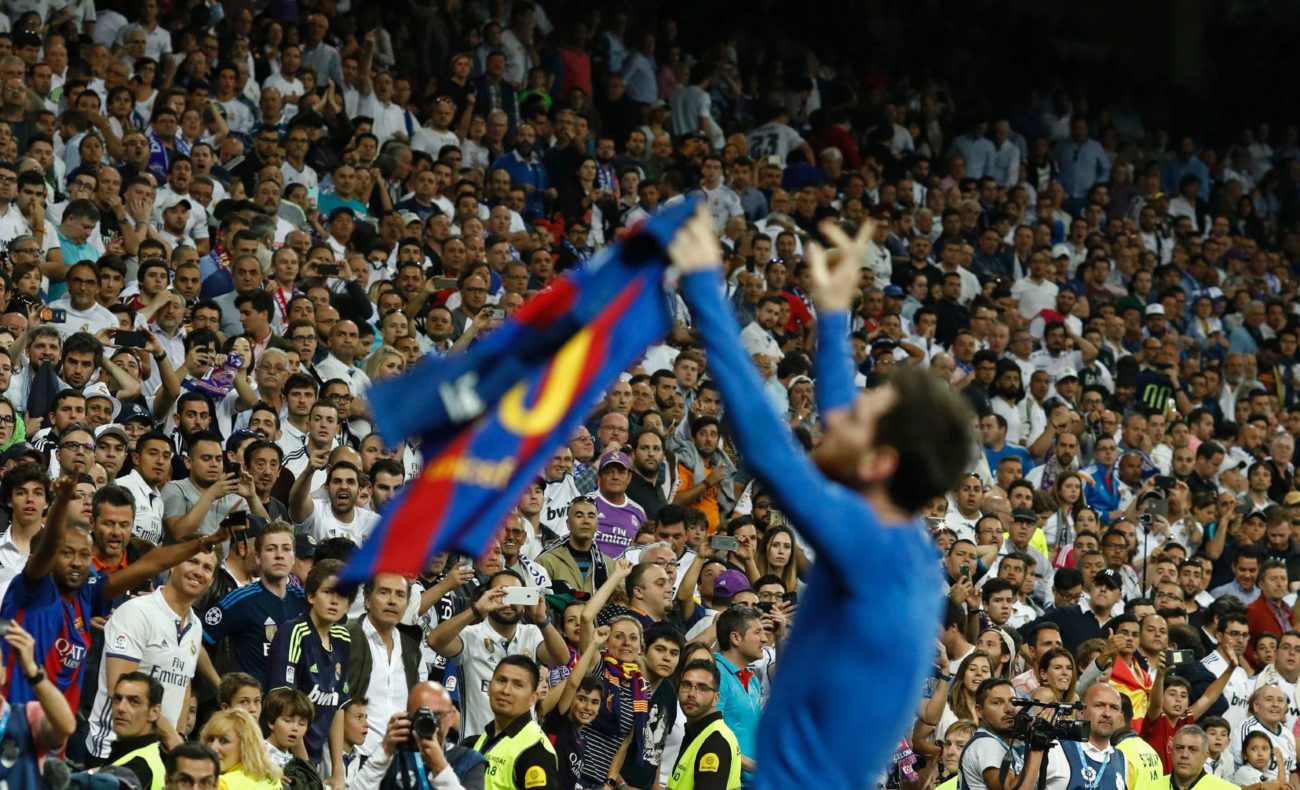 Messi, celebración, Bernabéu, grada