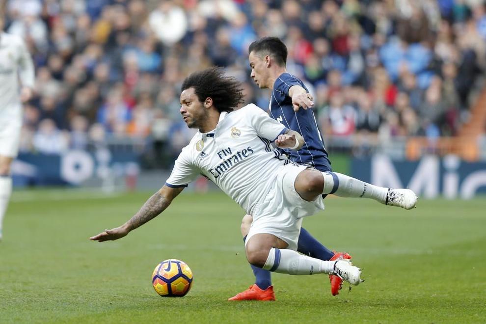 Marcelo cae en el partido ante el Málaga