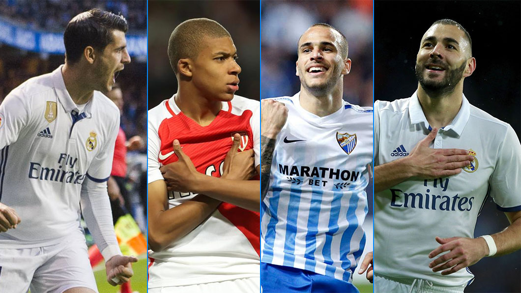 Álvaro Morata, Kylian Mbappé, Sandro Ramírez, Karim Benzema