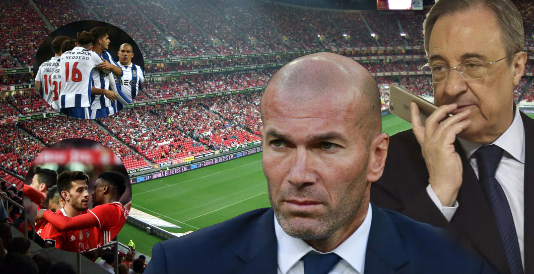 Montaje Zidane y Florentino pendientes del Benfica-Oporto