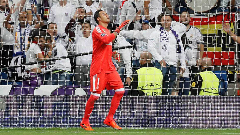 Keylor Navas celebra un gol del Real Madrid