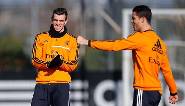 Cristiano y Bale en un entrenamiento