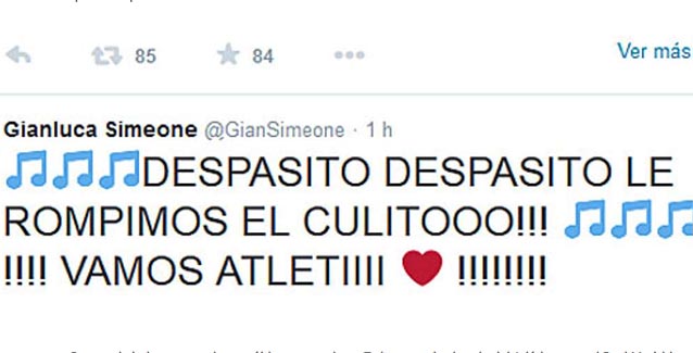 Tweet de Gianluca Simeone