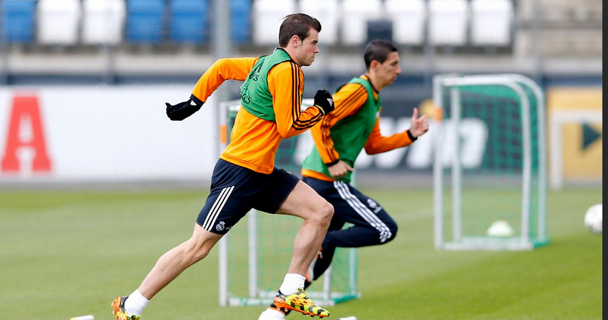 Bale y Di María entrenando 