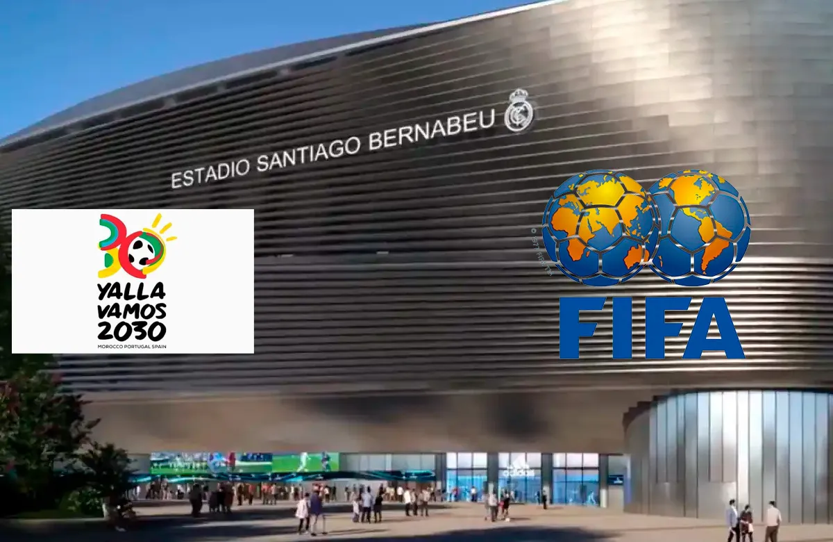 Bernabéu, logo Mundial y logo FIFA