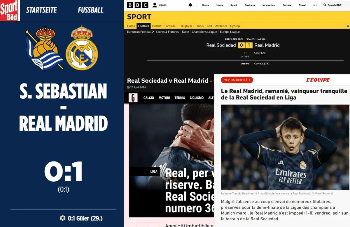 La prensa mundial reacciona a la victoria del Real Madrid en Anoeta