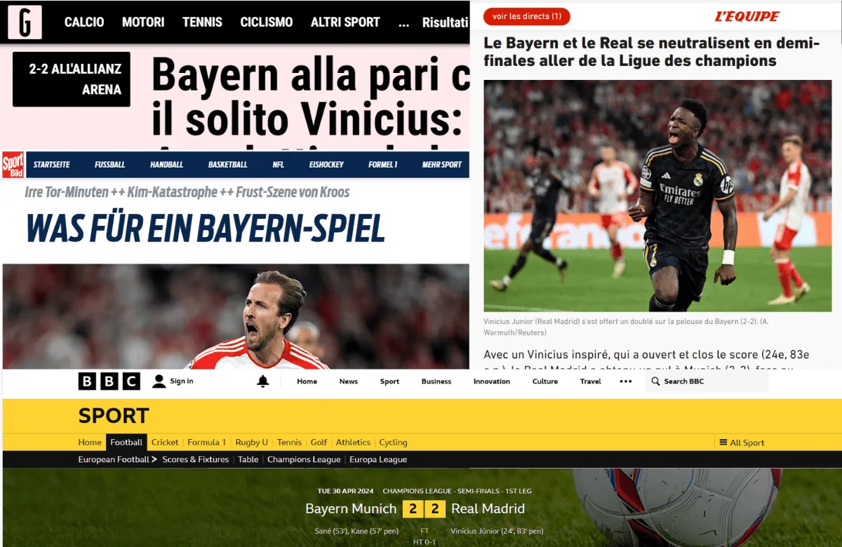 Así vio la prensa mundial el empate del Real Madrid ante el Bayern: "catástrofe Kim"