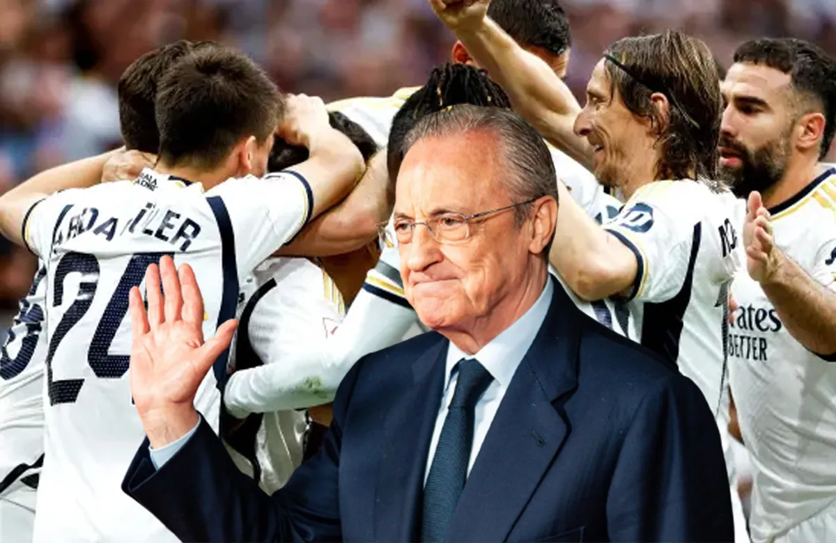 Florentino Pérez y jugadores del Real Madrid