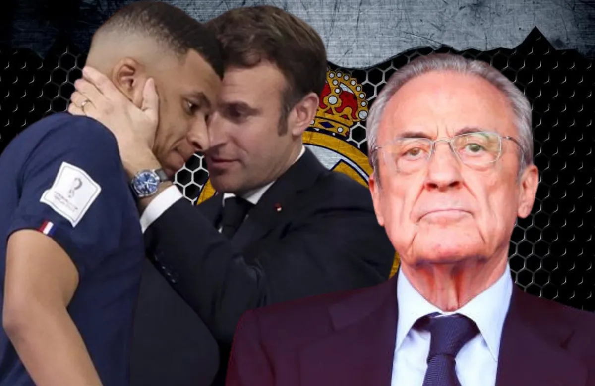 Macron, Mbappé y Florentino.