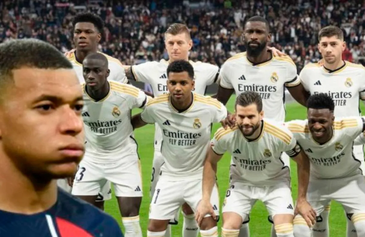 Kylian Mbappé y jugadores del Real Madrid