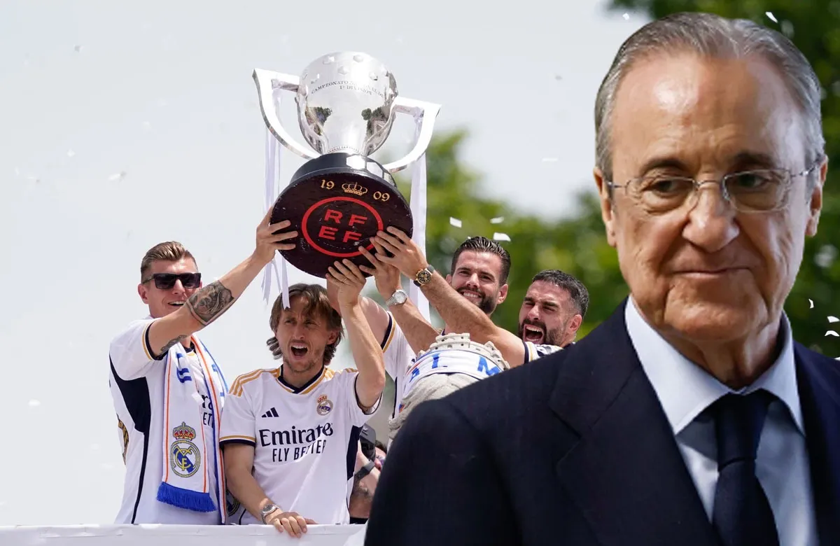 Capitanes del Real Madrid y Florentino Pérez
