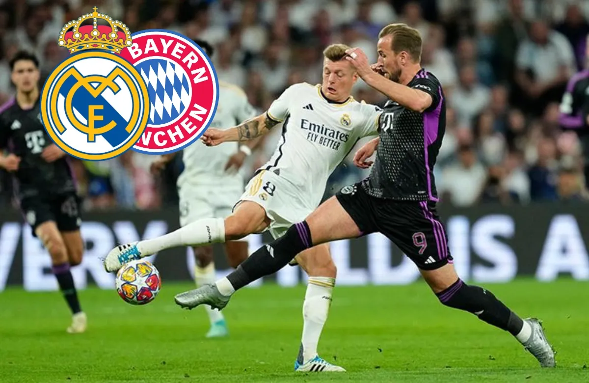 Kroos disputa un balón con Kane, en el último Real Madrid-Bayern.