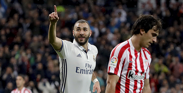 Benzema le marcó al Athletic en el partido de la primera vuelta