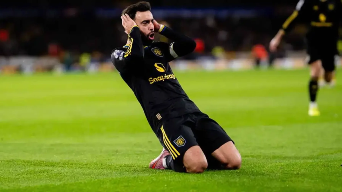 Bruno Fernandes celebrando un gol. Bruno Fernandes celebrando un gol.