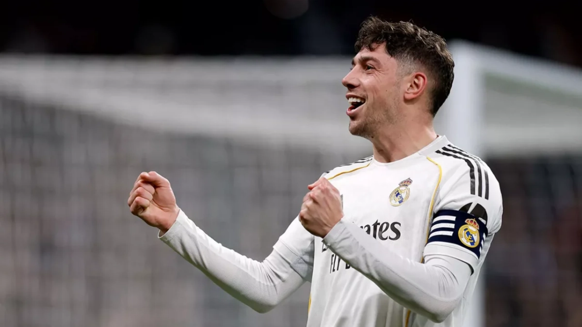 Fede Valverde celebrando un gol con el Real Madrid. Fede Valverde celebrando un gol con el Real Madrid.