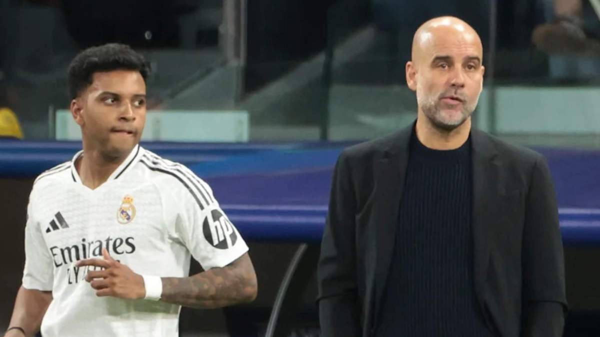 Guardiola y Rodrygo Goes durante un Real Madrid Manchester City Guardiola y Rodrygo Goes durante un Real Madrid Manchester City