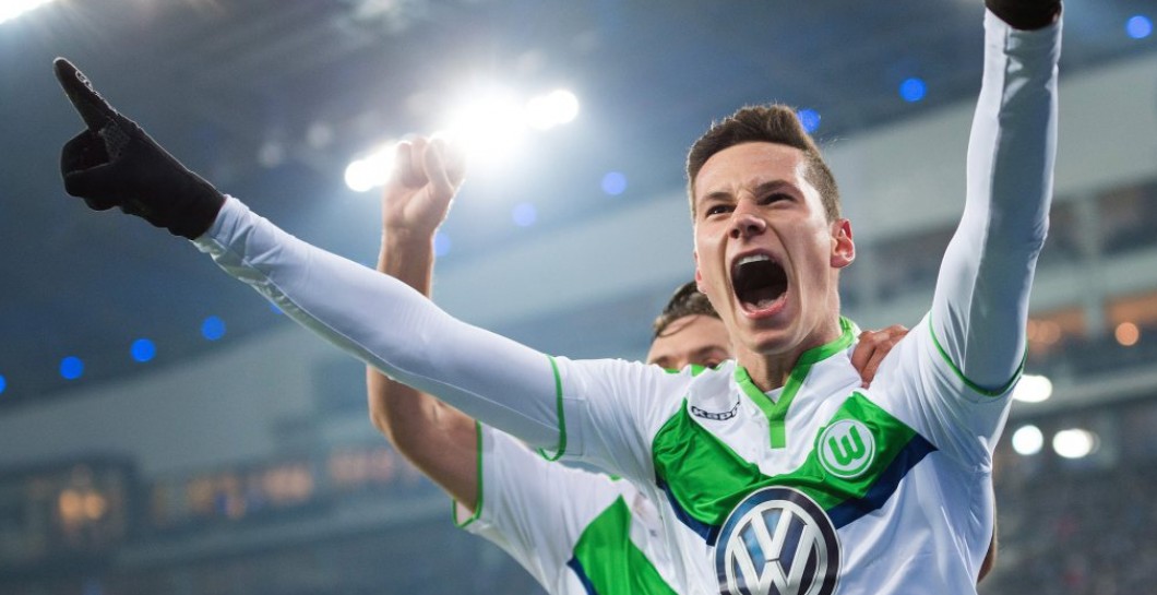 Draxler celebrando un tanto con el Wolfsburgo
