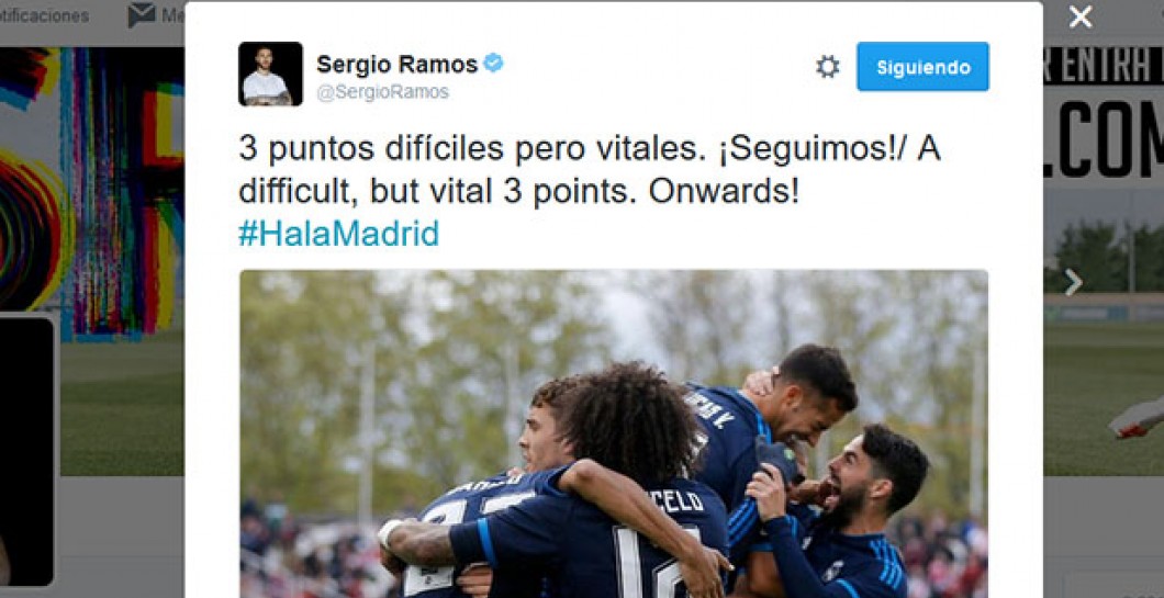 Así celebró Sergio Ramos el triunfo en Vallecas