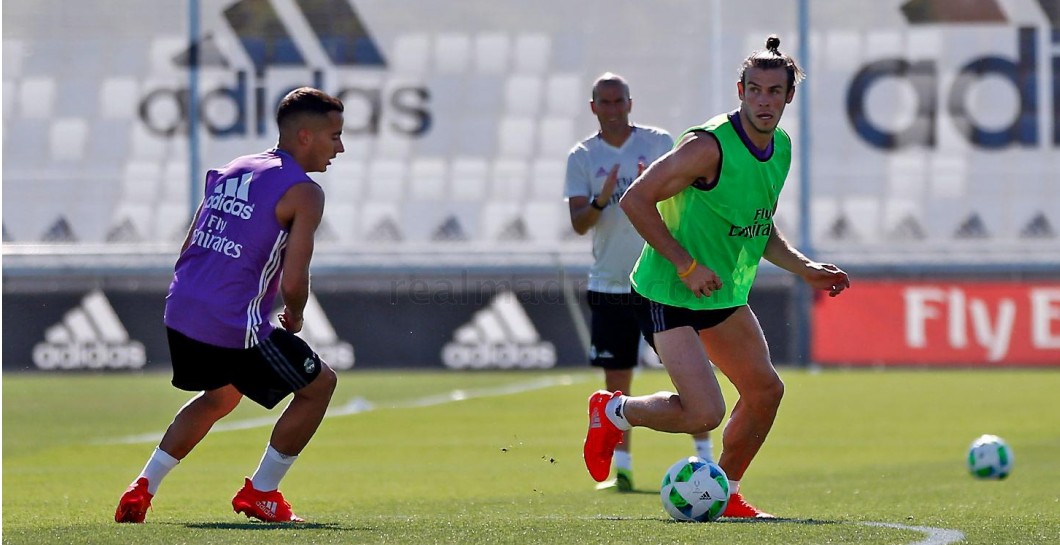 Bale en un entreno con el Madrid