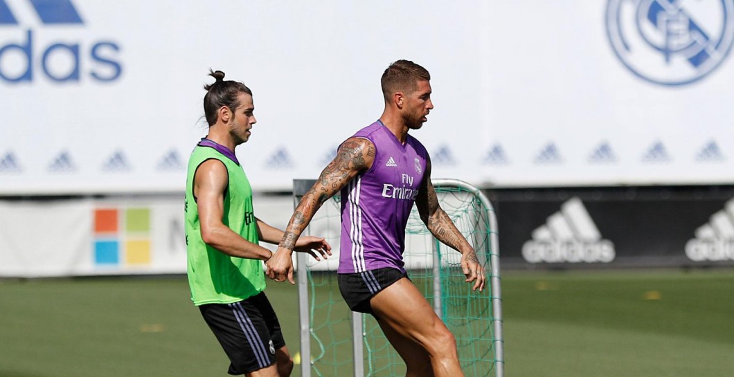 Ramos y Bale en el entrenamiento de este lunes